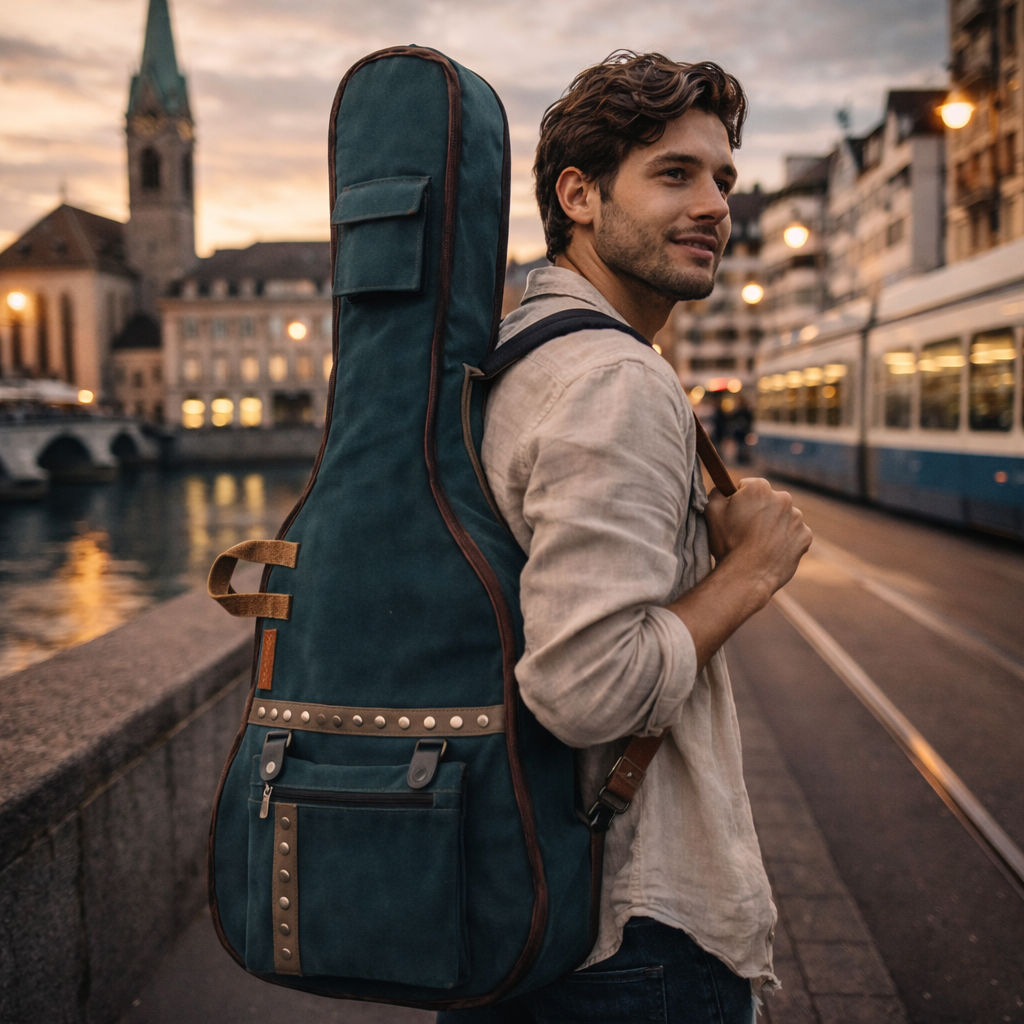 Blue Unisex Padded Guitar Bag for Musicians